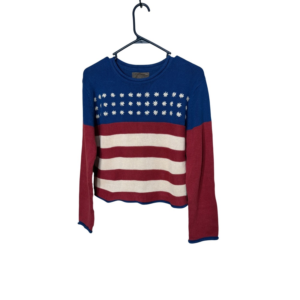 Roughrider by Circle T Vintage Americana Flag Knit Sweater Stars Stripes Small
